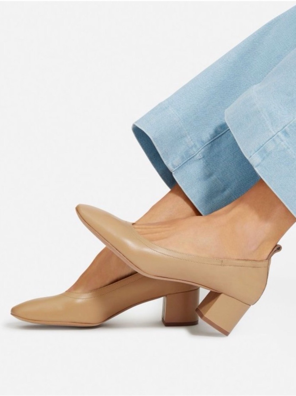 Everlane Italian Leather Day Heel 10 Women's Light Taupe Elastic Back Comfort